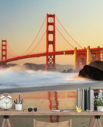 Golden Gate Sunrise Wall Mural Wallpaper