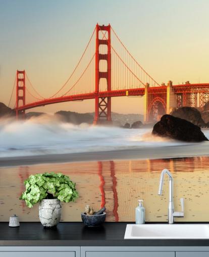 Golden Gate Sunrise Wall Mural Wallpaper Golden Gate Sunrise Wall Mural Wallpaper