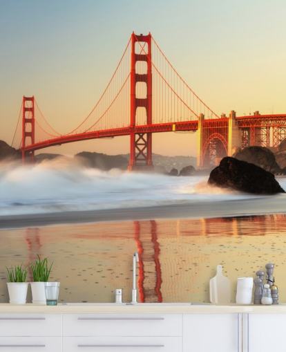 Golden Gate Sunrise Wall Mural Wallpaper