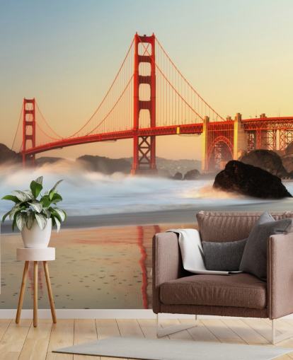 Golden Gate Sunrise Wall Mural Wallpaper