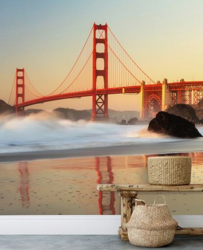 Golden Gate Sunrise Wall Mural Wallpaper