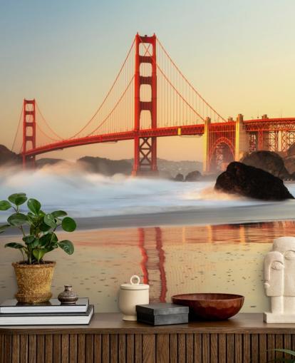 Zonsopgang Golden Gate Wall Mural Wallpaper