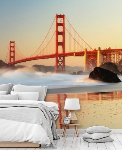 Golden Gate Sunrise Wall Mural Wallpaper