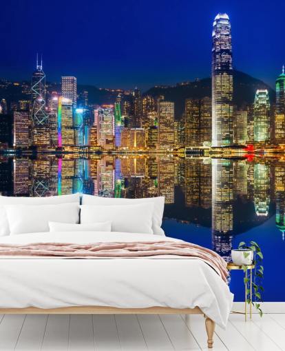 céu azul e água hong kong papel de parede