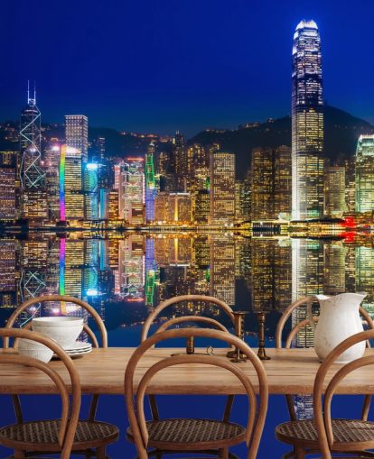carta da parati hong kong blu cielo e acqua