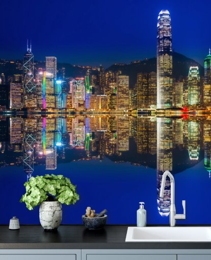 fondo de pantalla de cielo azul y agua hong kong