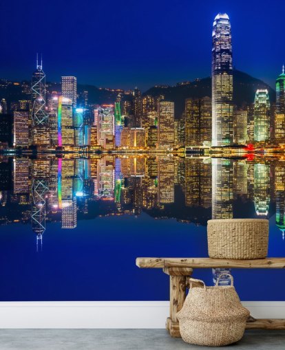 céu azul e água hong kong papel de parede