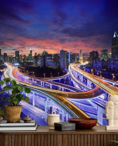Tramonto sull'autostrada di Shanghai Shanghai Highway Sunset Wallpaper 