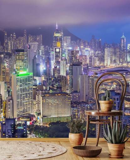 Panorama de l'île de Hong Kong Papier peint Skyline de l'île de Hong Kong 