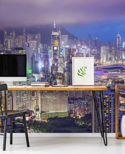 Hongkongs stadssilhuett Hong Kong Island Skyline Bakgrund 