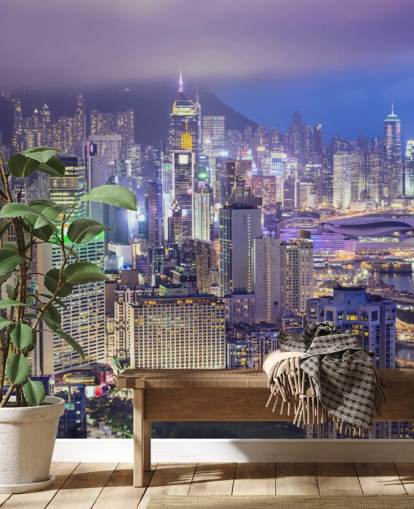 Skyline van het eiland Hong Kong Skyline achtergrond van Hong Kong Island Skyline van het eiland Hong Kong Skyline achtergrond van Hong Kong Island