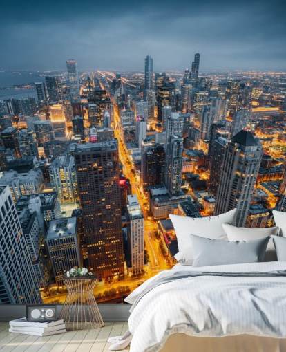 fondo de pantalla iluminado chicago en la noche