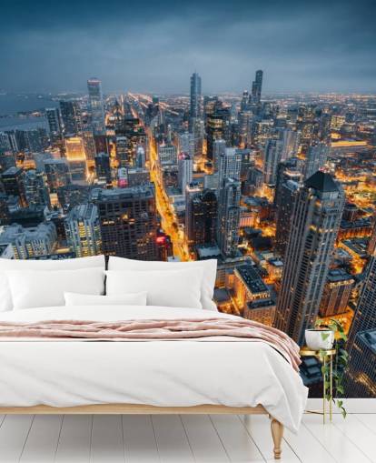 fondo de pantalla iluminado chicago en la noche