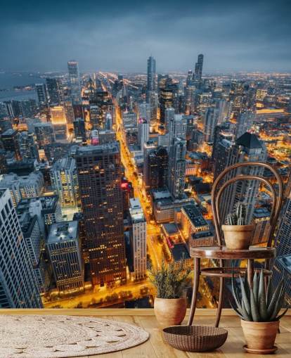 beleuchtete Chicago in der Nacht Tapete