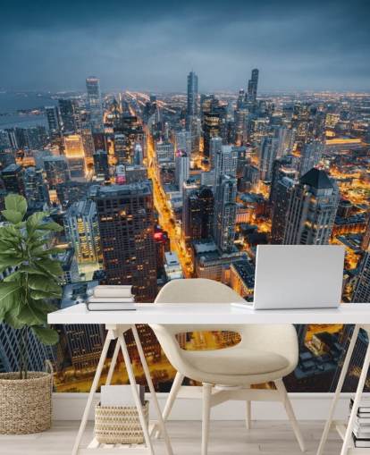 fondo de pantalla iluminado chicago en la noche