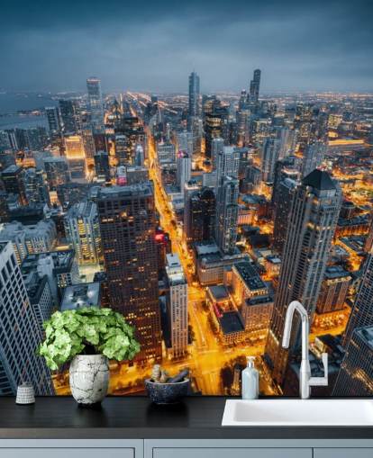 valaistu Chicago yöllä tapetti valaistu Chicago yöllä tapetti