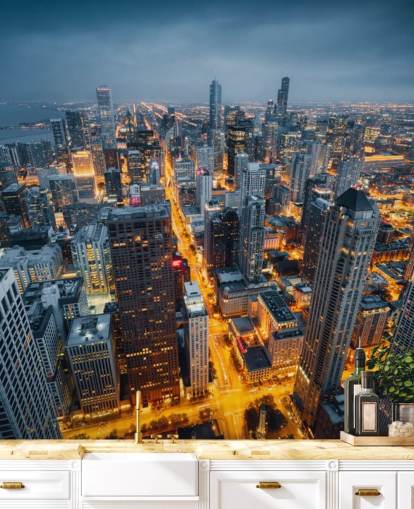 valaistu Chicago yöllä tapetti
