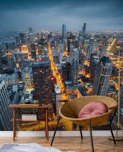 beleuchtete Chicago in der Nacht Tapete