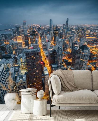 beleuchtete Chicago in der Nacht Tapete