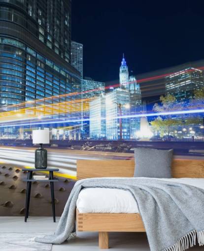 carta da parati traffico di notte chicago