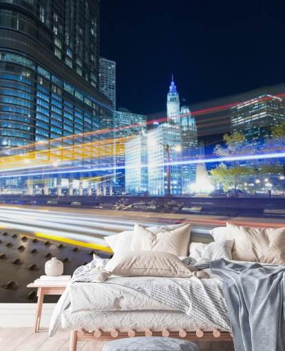 chicago traffic at night wallpaper