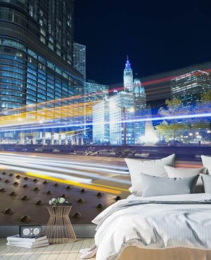 chicago traffic at night wallpaper