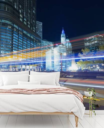 chicago traffic at night wallpaper