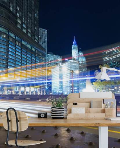 chicago verkeer's nachts behang