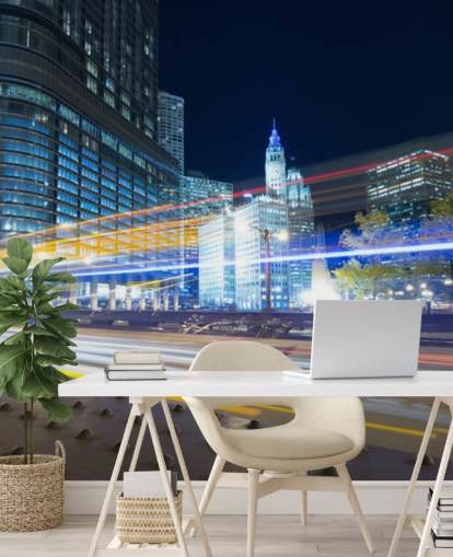 chicago traffic at night wallpaper