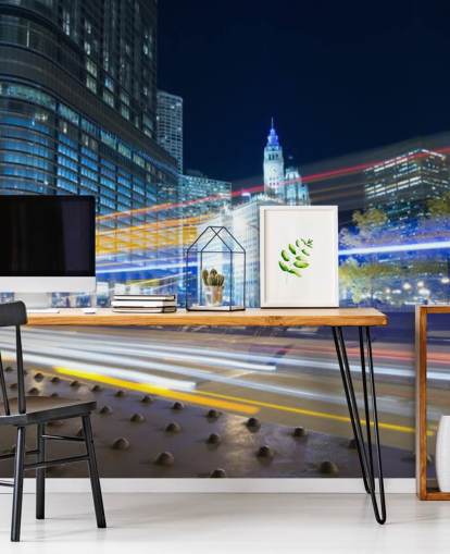 chicago traffic at night wallpaper