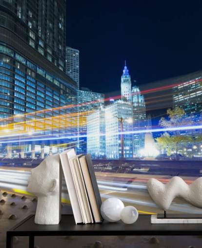 chicago traffic at night wallpaper