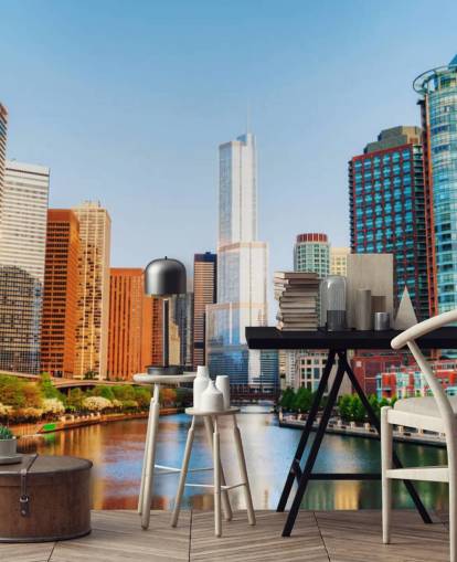 colourful chicago city wallpaper