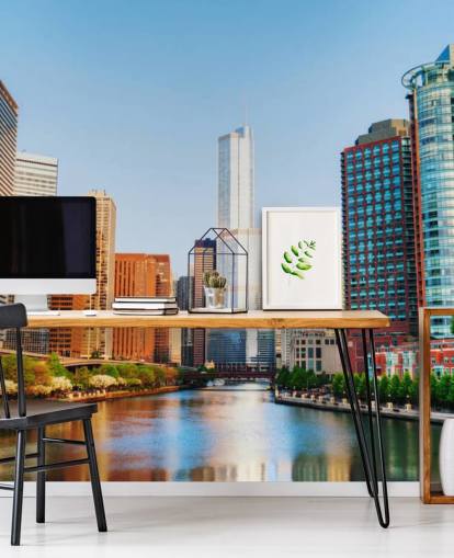 colourful chicago city wallpaper