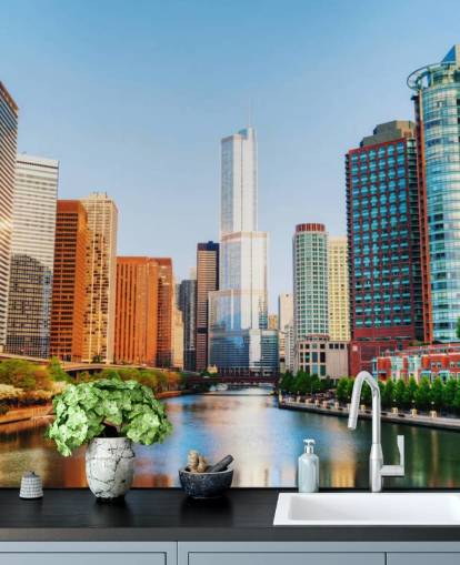 kleurrijk chicago city behang