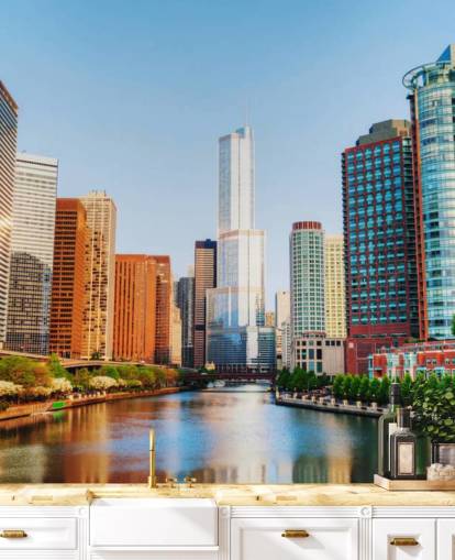 fargerik chicago city tapet