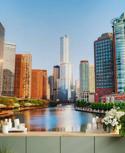 colourful chicago city wallpaper