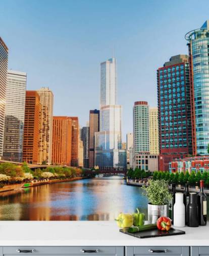 colourful chicago city wallpaper