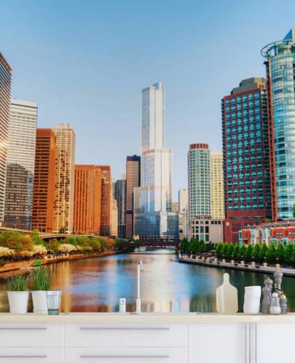 farverige chicago city tapet