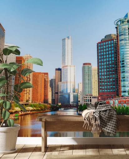 kleurrijk chicago city behang