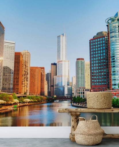 colourful chicago city wallpaper