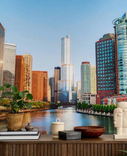 colourful chicago city wallpaper