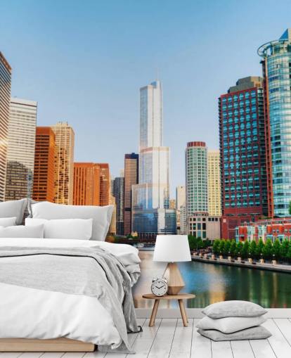 colourful chicago city wallpaper