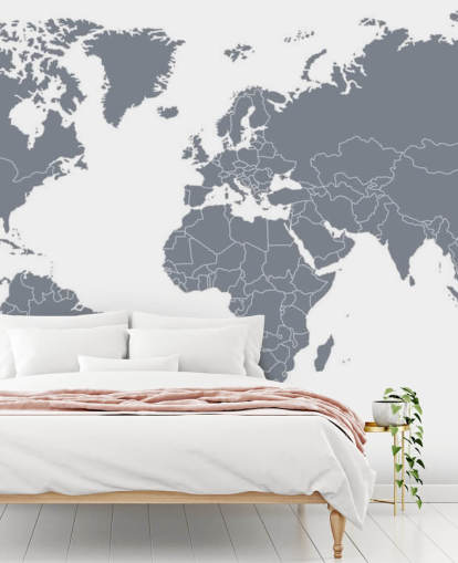 Decorazione murale con mappa del mondo grigia Decorazione murale con mappa del mondo grigia