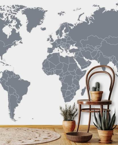 Gray World Map Wall Mural Gray World Map Wall Mural