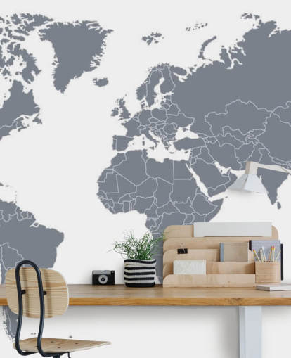 Gray World Map Wall Mural Gray World Map Wall Mural