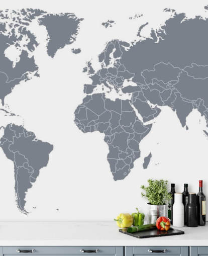 Grey World Map Wall Mural Grey World Map Wall Mural