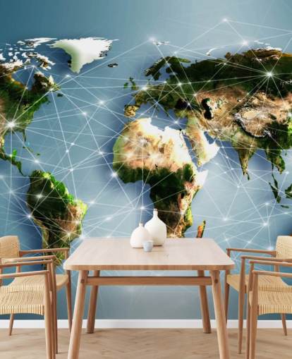 Communication Lines World Map Mural