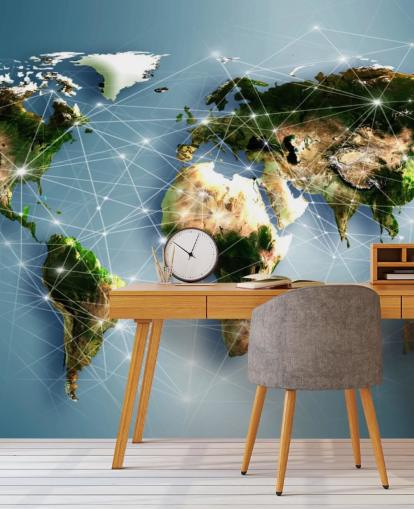 Mural do Mapa Mundial de Linhas de Comunicação