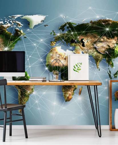 Communication Lines World Map Mural