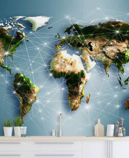 Communication Lines World Map Mural Communication Lines World Map Mural